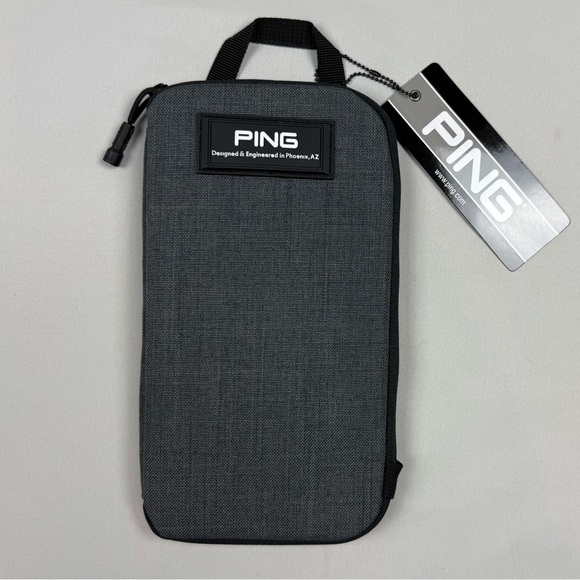 Ping Golf Valuables Pouch Zip Up Grey/Black Velour Lined - Picture 1 of 7